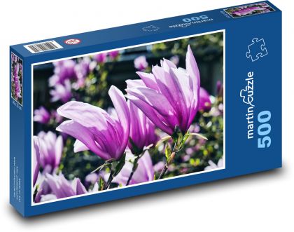Fioletowa magnolia - kwiat, ogród - Puzzle 500 elementów, rozmiar 46x30 cm