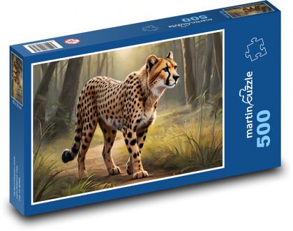 Gepard - mačka - Puzzle 500 dielikov, rozmer 46x30 cm 