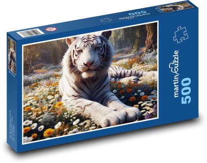 Divoký bílý tygr  - Puzzle 500 dílků, rozměr 46x30 cm