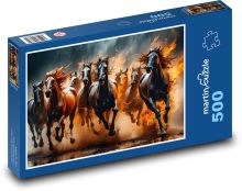 Prowadzenie stada koni Puzzle 500 elementów - 46x30 cm