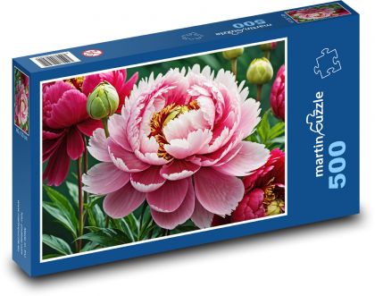 Pink peony - the flower of summer - Puzzle of 500 pieces, size 46x30 cm 