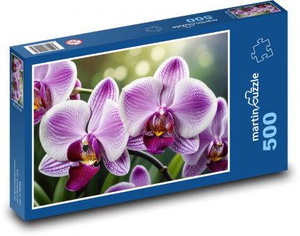 Fialové kvety orchideí - Puzzle 500 dielikov, rozmer 46x30 cm 