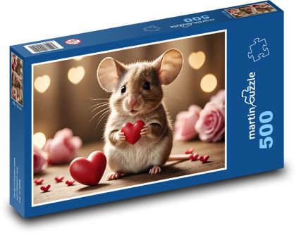 Myš zamilovaná do srdca - Puzzle 500 dielikov, rozmer 46x30 cm 