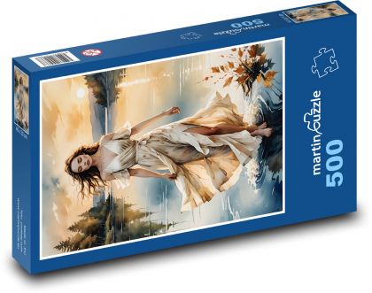 Kobieta - dziewczyna na wodzie - Puzzle 500 elementów, rozmiar 46x30 cm