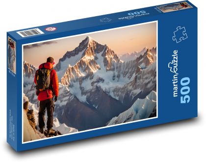 Mountaineer in snowy mountains - Puzzle of 500 pieces, size 46x30 cm 