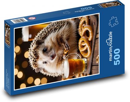 Ježek - preclíky a pivo - Puzzle 500 dílků, rozměr 46x30 cm