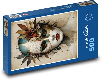 Portrét ženy v masce - puzzle 500 dílků