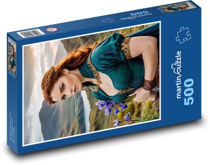 Portret kobiety w górach - Puzzle 500 elementów, rozmiar 46x30 cm