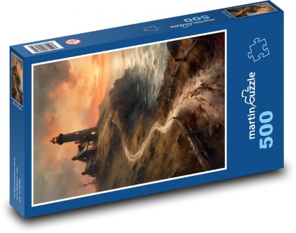 Lighthouse at sea - Puzzle of 500 pieces, size 46x30 cm 