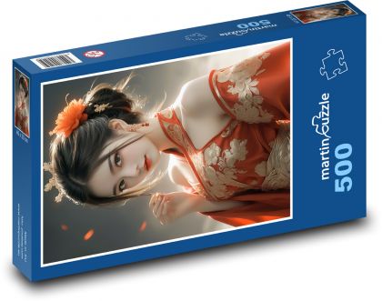 Čínská žena v kroji - Puzzle 500 dílků, rozměr 46x30 cm