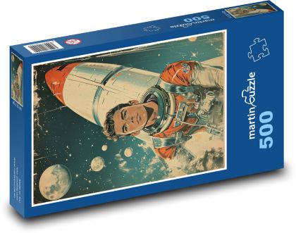 Astronaut s raketou - Puzzle 500 dielikov, rozmer 46x30 cm 