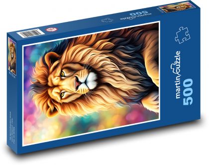 Lev - zvířecí král - Puzzle 500 dílků, rozměr 46x30 cm