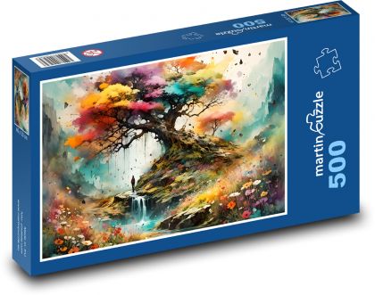 Farebný strom v lese - Puzzle 500 dielikov, rozmer 46x30 cm 