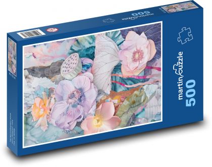 Malované květiny na zahradě - Puzzle 500 dílků, rozměr 46x30 cm