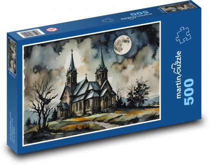 Kostol v noci - Puzzle 500 dielikov, rozmer 46x30 cm 