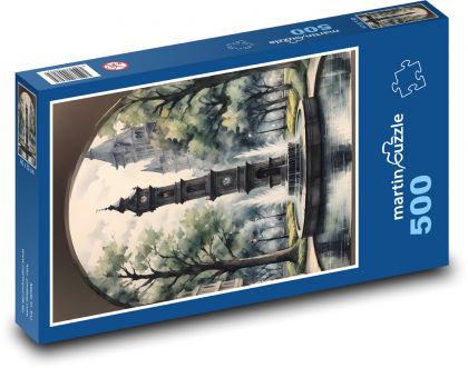 Vežové hodiny - Puzzle 500 dielikov, rozmer 46x30 cm 