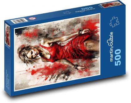 Žena v červeném  - puzzle 500 dílků