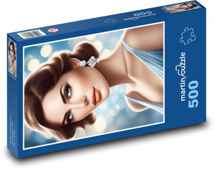 Portrét ženy s krásnými vlasy - puzzle 500 dílků