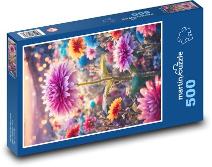 The flowers in the garden - Puzzle of 500 pieces, size 46x30 cm 