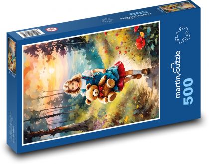 Baby with teddy bear - Puzzle of 500 pieces, size 46x30 cm 