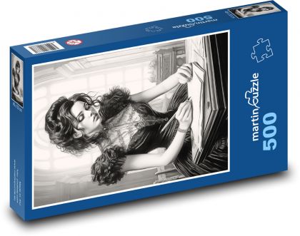 Žena v čiernych šatách - Puzzle 500 dielikov, rozmer 46x30 cm 