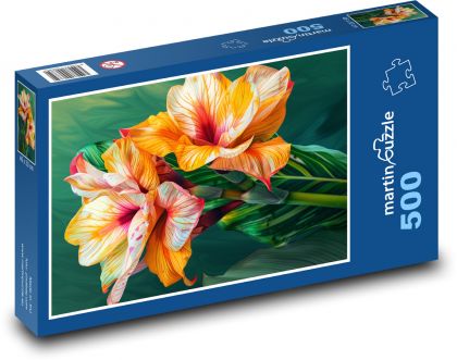 Amarylis - oranžový, květina - puzzle 500 dílků
