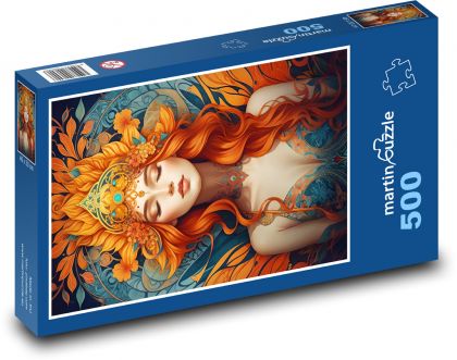 Dívka - princezna, vlnité vlasy - puzzle 500 dílků