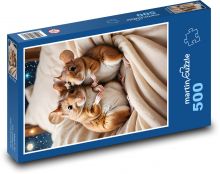 Myši - postel, hlodavci Puzzle 500 - 46x30 cm