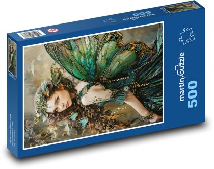 Víla - zelené krídla, dievča - Puzzle 500 dielikov, rozmer 46x30 cm 