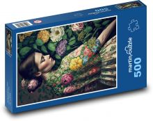 Frau - Blumen, Schönheit Puzzle 500 Teile - 46 x 30 cm