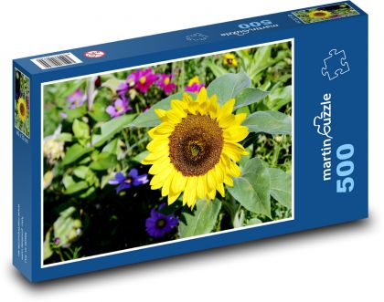 Žltá slnečnica - kvet na poli, kvet - Puzzle 500 dielikov, rozmer 46x30 cm 