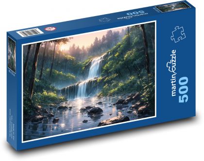 Forest - waterfall, nature - Puzzle of 500 pieces, size 46x30 cm 