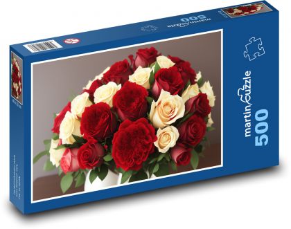 Bouquet of roses - flower, red flowers - Puzzle of 500 pieces, size 46x30 cm 