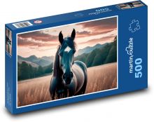 Black horse - animal, nature Puzzle of 500 pieces - 46 x 30 cm 