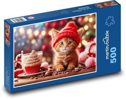 Mačiatko má narodeninovú oslavu - Puzzle 500 dielikov, rozmer 46x30 cm 