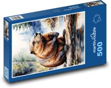 Bobr sedící u řeky Puzzle 500 - 46x30 cm