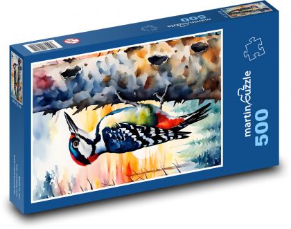 Woodpecker in the woods on a tree - Puzzle of 500 pieces, size 46x30 cm 