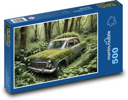 Auto zarastené v džungli - Puzzle 500 dielikov, rozmer 46x30 cm 