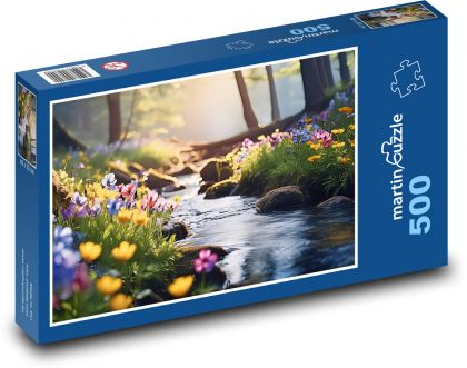Kvitnúci les pri rieke - Puzzle 500 dielikov, rozmer 46x30 cm 