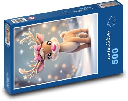 Mały renifer z kokardką - Puzzle 500 elementów, rozmiar 46x30 cm
