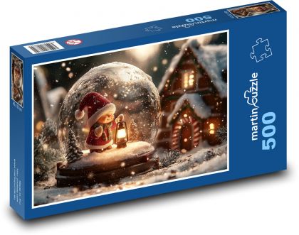 Snowball and gingerbread house - Puzzle of 500 pieces, size 46x30 cm 