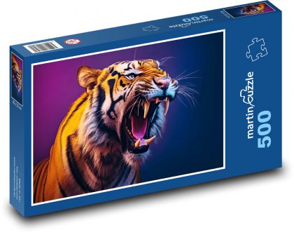 Tiger s otvorenými ústami - Puzzle 500 dielikov, rozmer 46x30 cm 