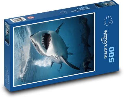 Rekin z wyciągniętymi zębami - Puzzle 500 elementów, rozmiar 46x30 cm