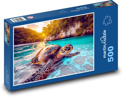 Mořská želva na pláži - puzzle 500 dílků