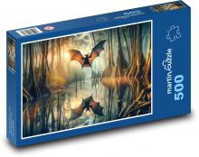 Nietoperz przelatujący przez nocny las Puzzle 500 elementów - 46x30 cm
