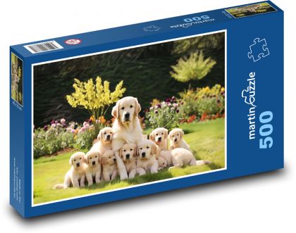 Mama retriever so šteňatami - Puzzle 500 dielikov, rozmer 46x30 cm 