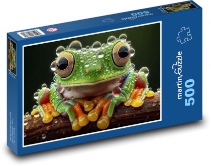 Grüner Frosch mit Wassertropfen - Puzzle - 500 Teile