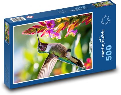 Koliber na kwiatku - Puzzle 500 elementów, rozmiar 46x30 cm
