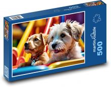 Roztomilá štěňata na houpačce Puzzle 500 - 46x30 cm