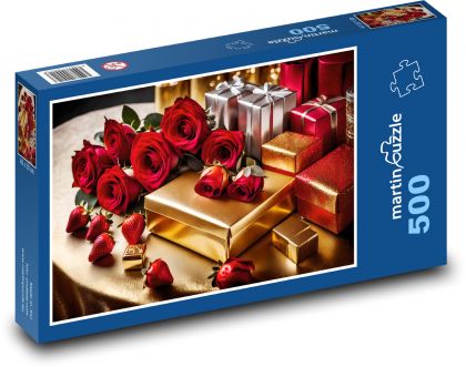 Rosen und Erdbeeren zum Valentinstag - Puzzle - 500 Teile
